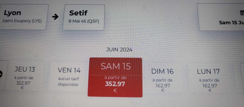 سعر التذكرة على الجوية الجزائرية 